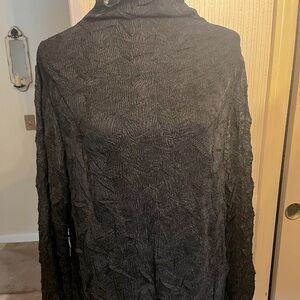 Black mock neck sheer top